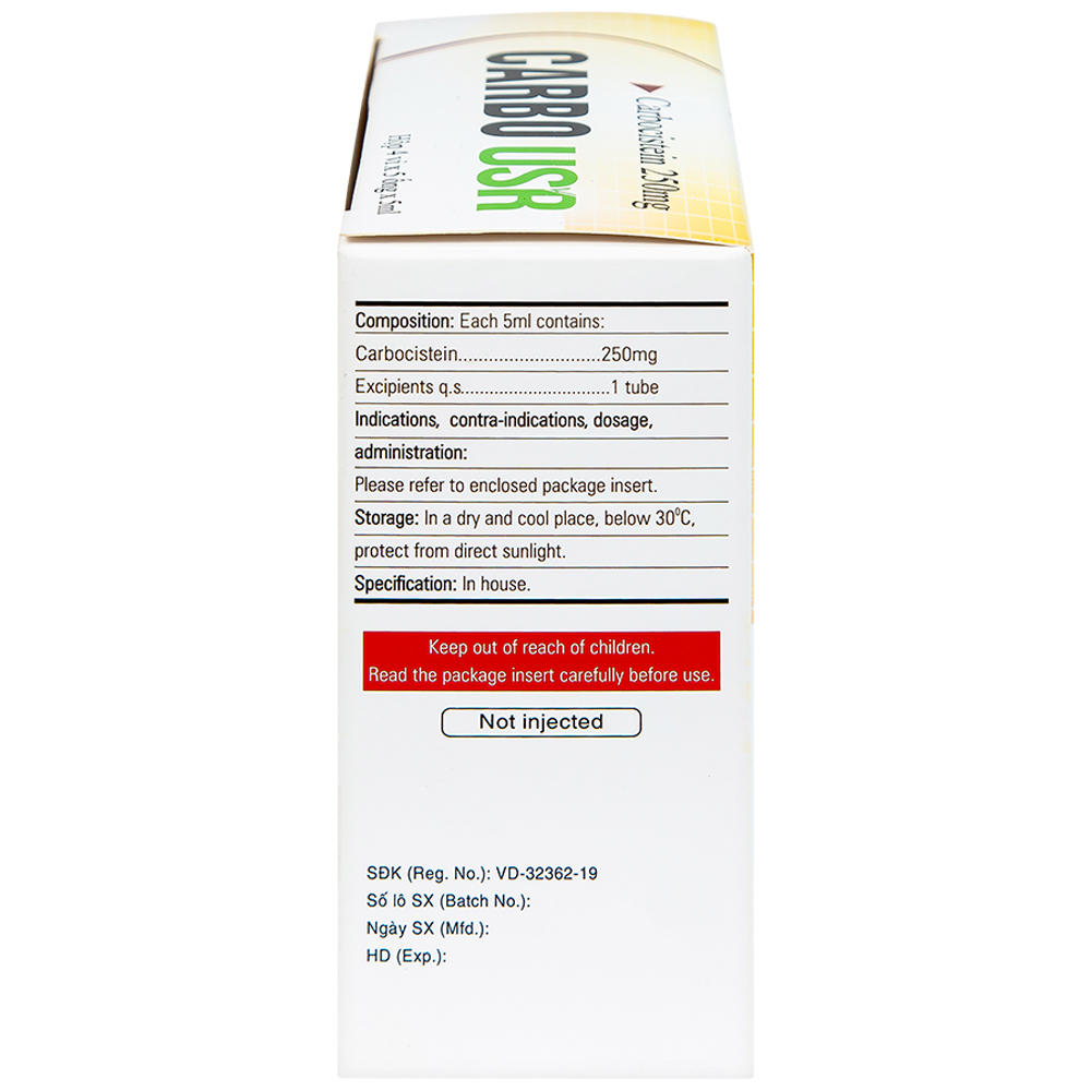 Hình ảnh Thuốc Carbo USR 250mg Medisun điều trị rối loạn đường hô hấp (4 vỉ x 5 ống)