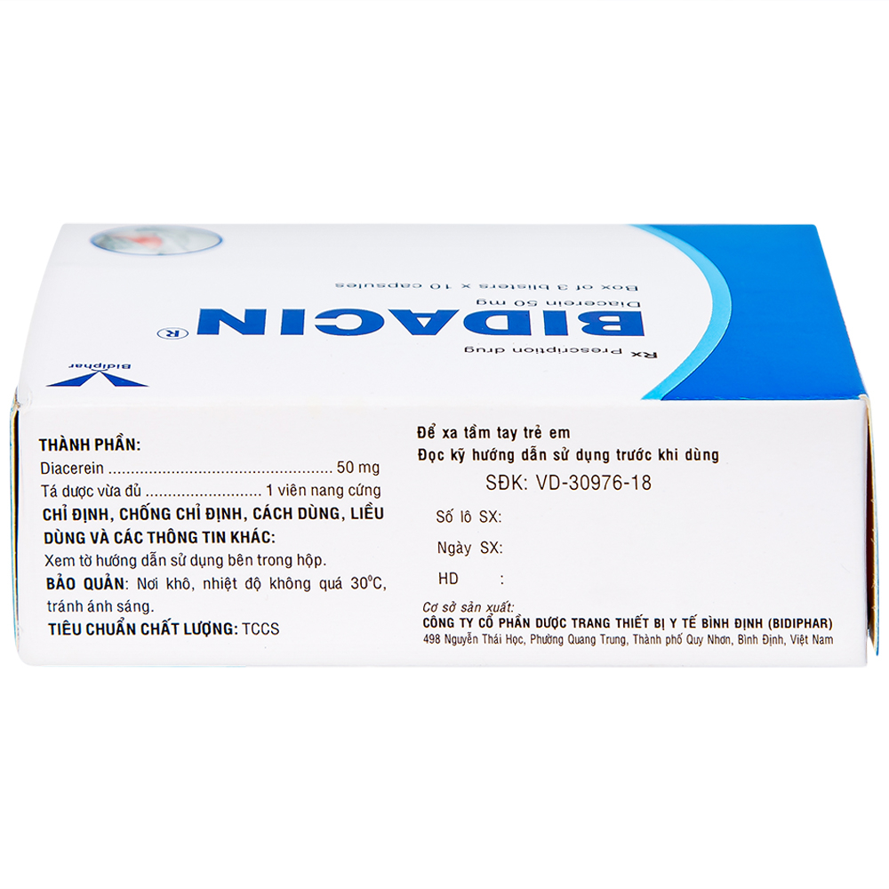 Hình ảnh Thuốc Bidacin 50mg Bidiphar điều trị thoái hóa khớp hông hoặc gối (3 vỉ x 10 viên)