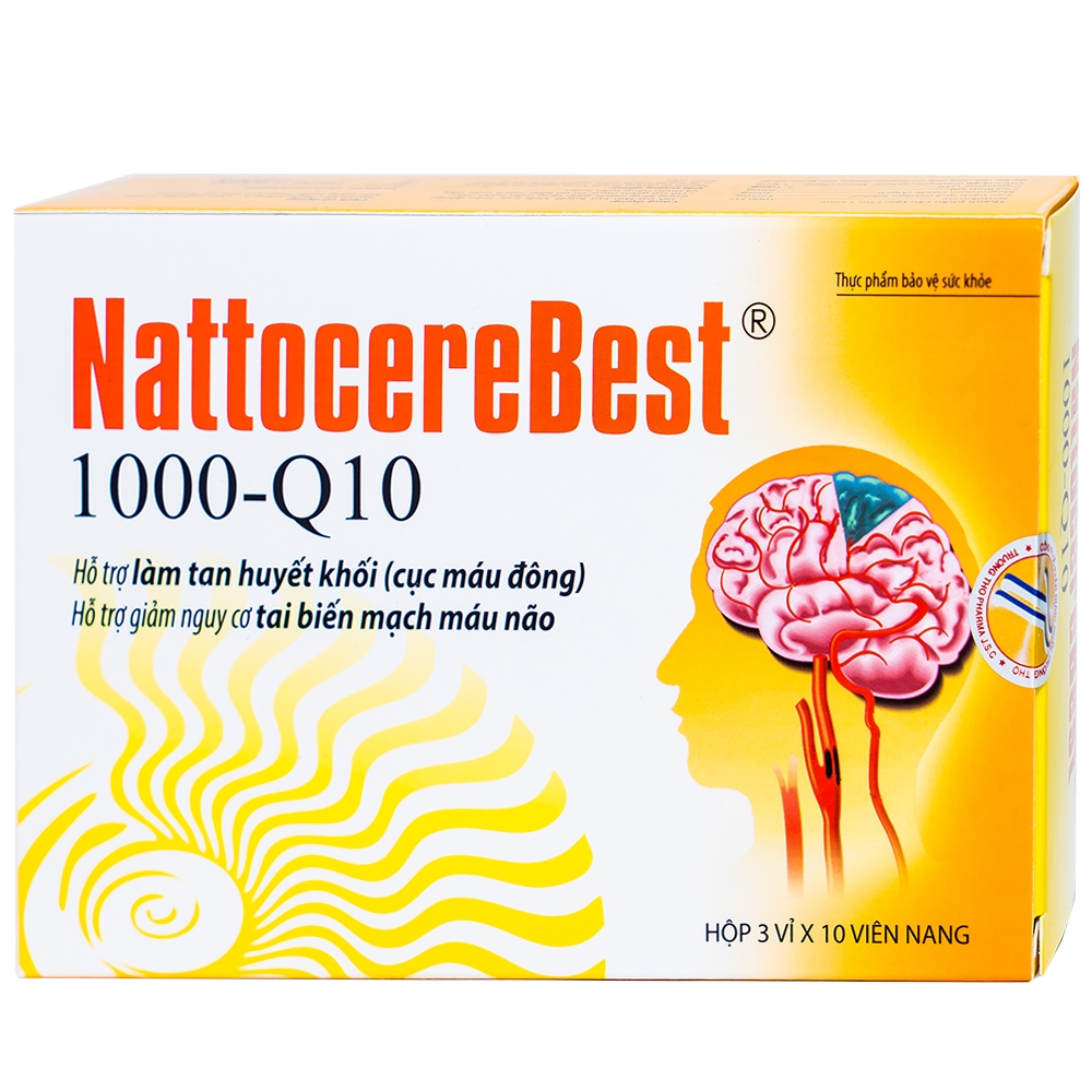 Viên uống NattocereBest 1000-Q10 Navi hỗ trợ làm tan huyết khối, giảm nguy cơ tai biến mạch máu não (3 vỉ x 10 viên)