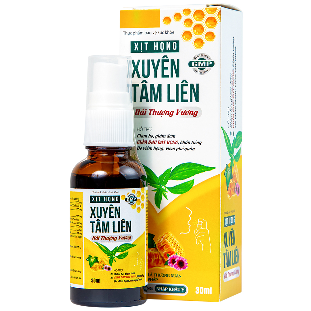 Xịt họng Xuyên Tâm Liên Hải Thượng Vương hỗ trợ giảm ho, giảm đờm, giảm đau rát họng, khàn tiếng (30ml)