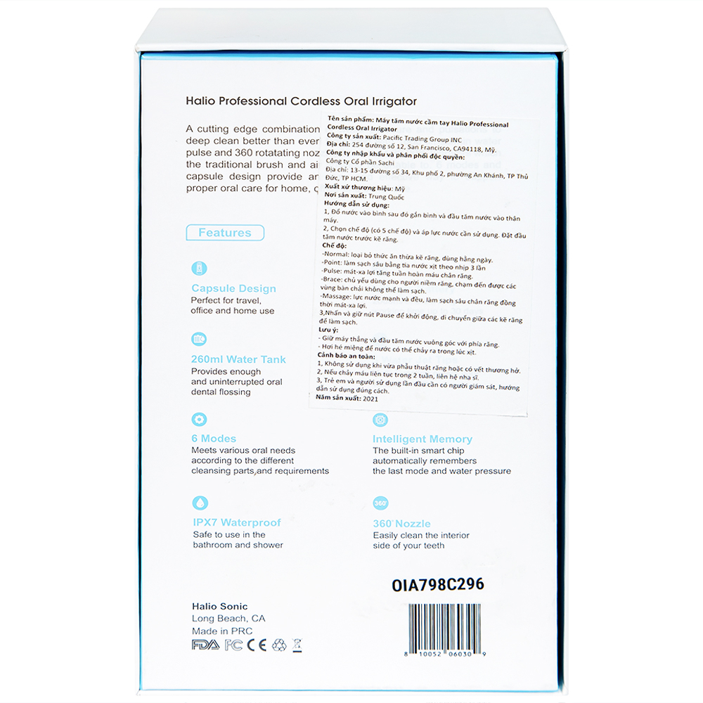 Hình ảnh Máy tăm nước cầm tay Halio Professional Cordless Oral Irrigator loại bỏ đến 99,99% vụn thức ăn bám dính