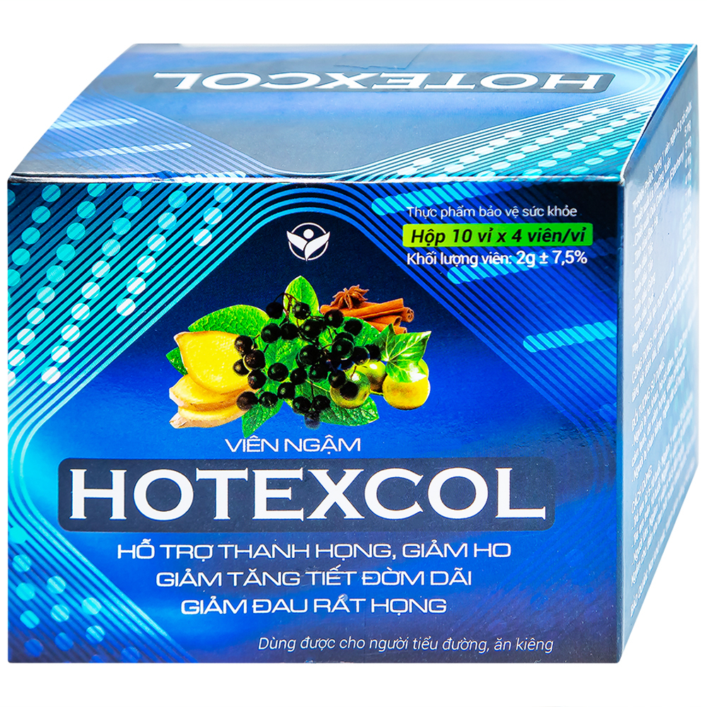 Hình ảnh Viên ngậm Hotexcol Dân Khang hỗ trợ thanh họng, giảm ho (10 vỉ x 4 viên)