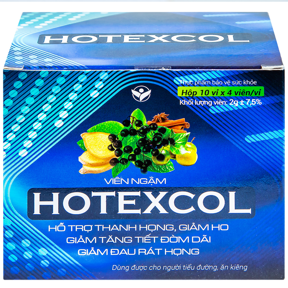 Hình ảnh Viên ngậm Hotexcol Dân Khang hỗ trợ thanh họng, giảm ho (10 vỉ x 4 viên)