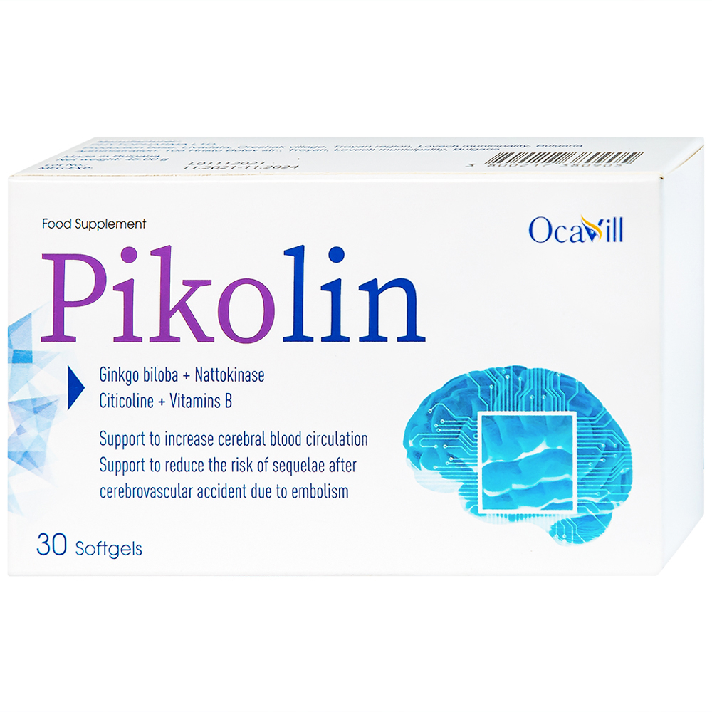 Hình ảnh Viên uống Pikolin Ocavill hỗ trợ tăng tuần hoàn máu não (3 vỉ x 10 viên)