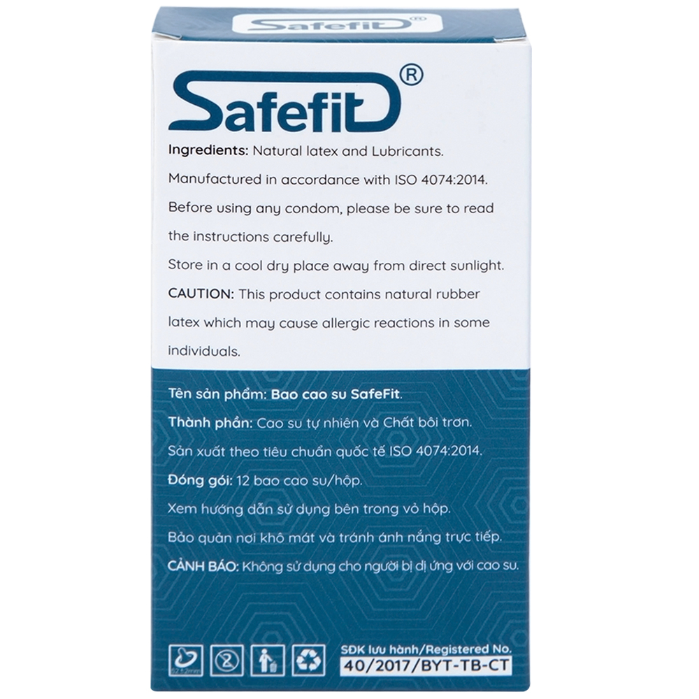 Hình ảnh Bao cao su Safefit Comfortable S52 không mùi khó chịu, độ bền cao, khả năng co giãn tốt, chất bôi trơn (12 cái)