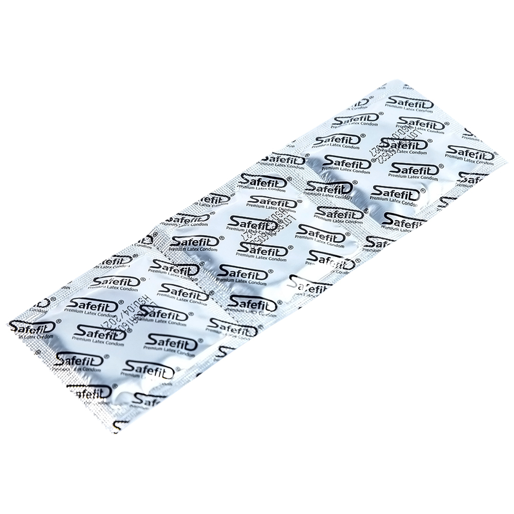 Hình ảnh Bao cao su Safefit Dots Long Lasting S52 có vòng gân, hạt nổi, thắt chống tuột (3 cái)