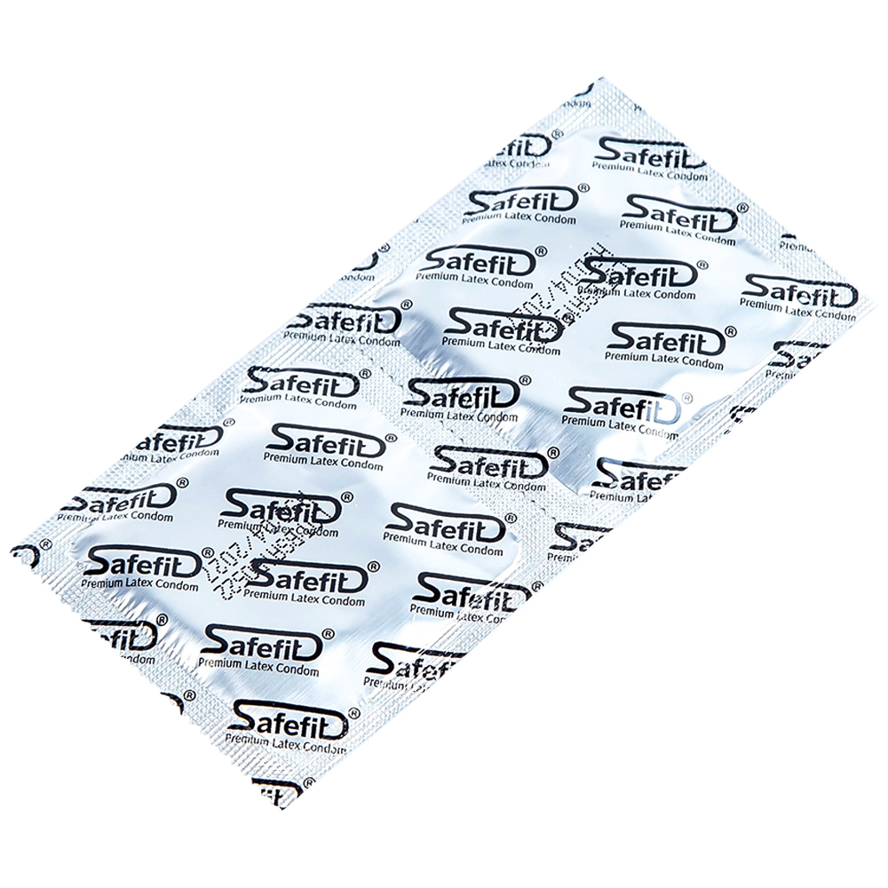 Hình ảnh Bao cao su Safefit Dots Long Lasting S52 có vòng gân, hạt nổi, thắt chống tuột (12 cái)
