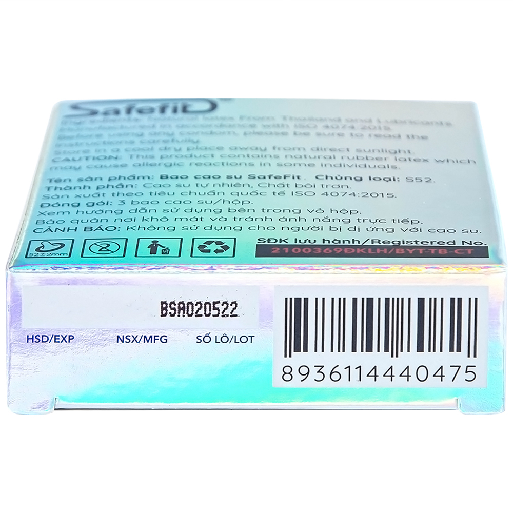 Hình ảnh Bao cao su Safefit 003 S52 siêu mỏng, không gây dị ứng, nhiều chất bôi trơn (3 cái)