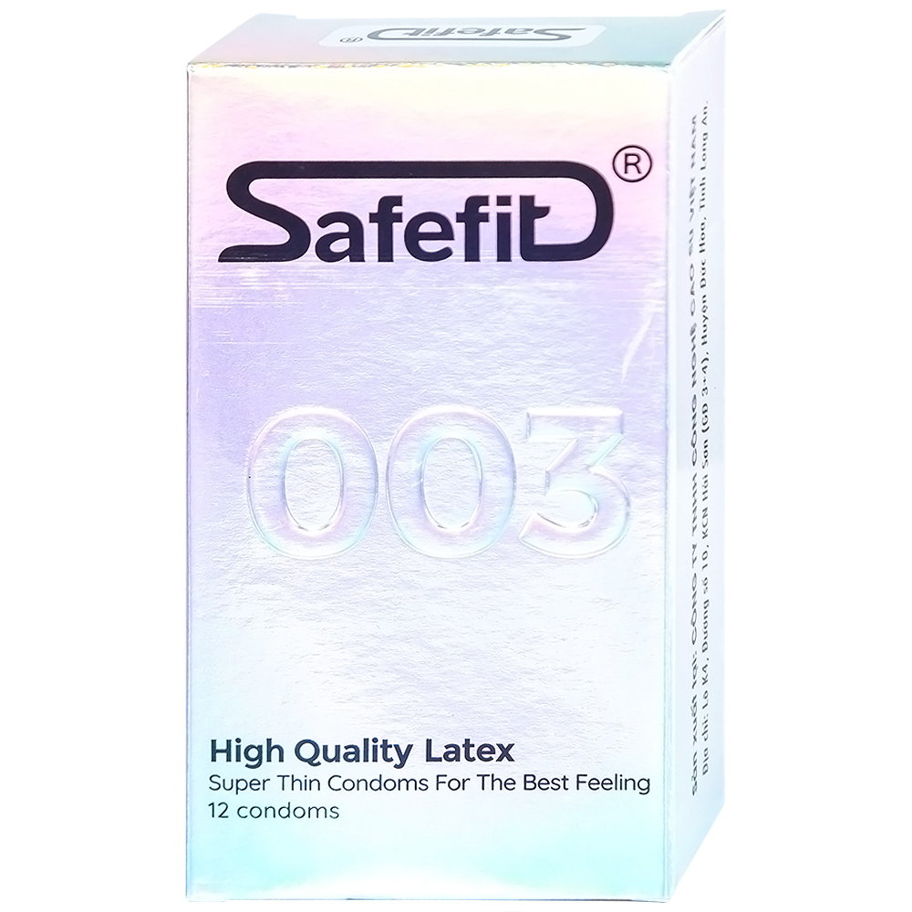 Bao cao su Safefit 003 S52 siêu mỏng, không gây kích ứng, có chất bôi trơn (12 cái)