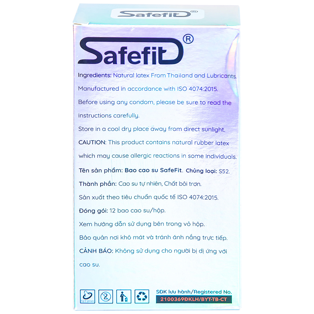 Hình ảnh Bao cao su Safefit 003 S52 siêu mỏng, không gây kích ứng, có chất bôi trơn (12 cái) 