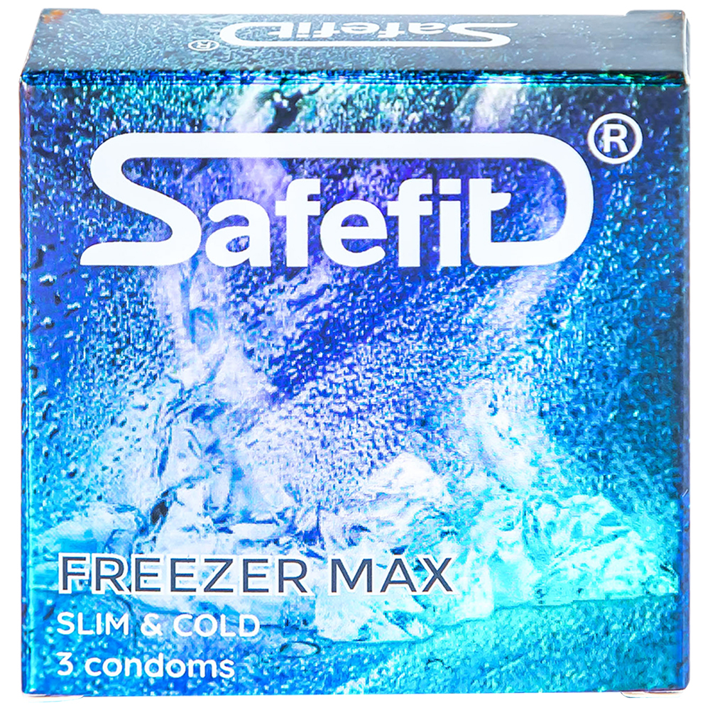 Hình ảnh Bao cao su Safefit Freezer Max S52 chứa nhiều gel làm mát, kéo dài thời gian quan hệ (3 cái)