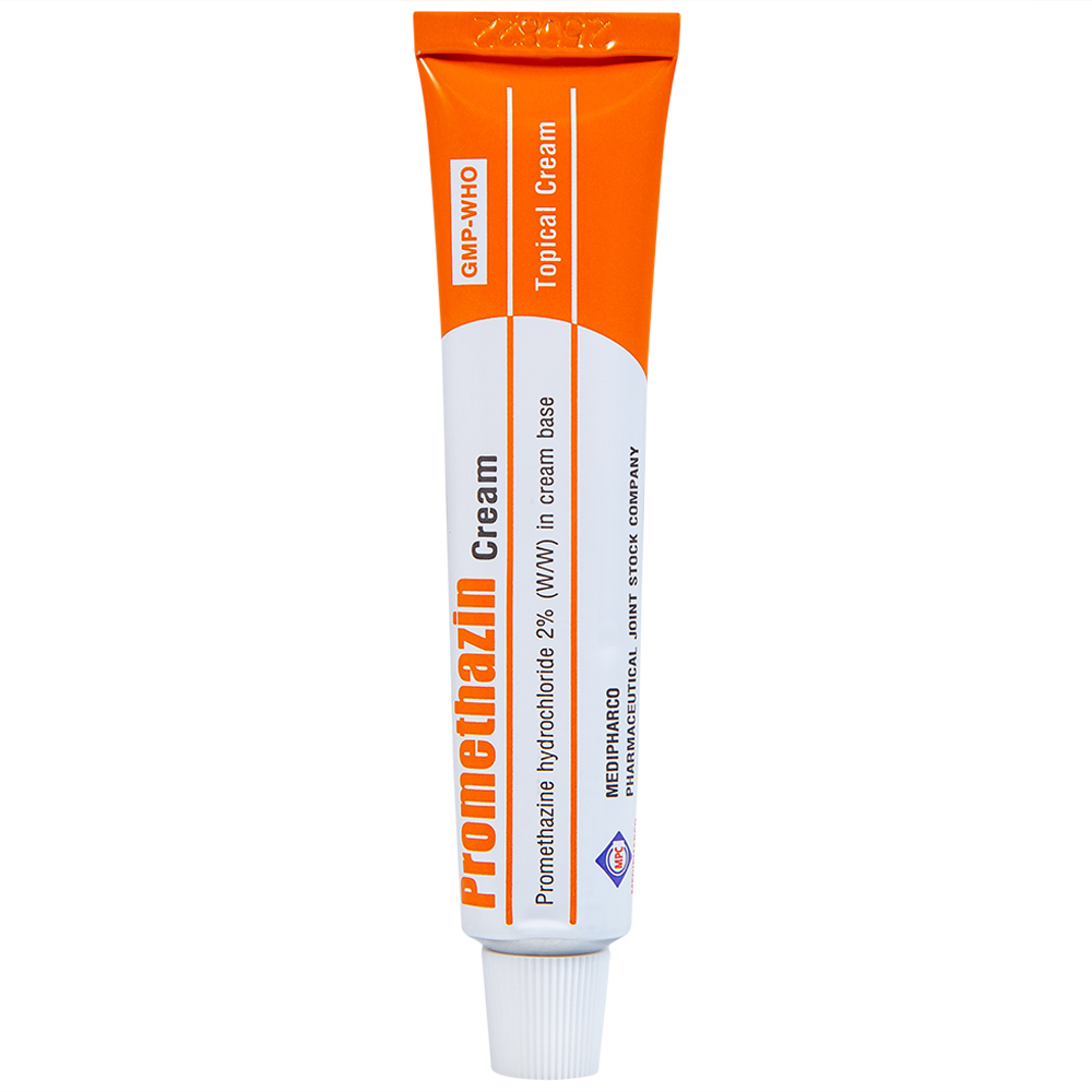 Hình ảnh Kem bôi da Promethazin 2% Medipharco điều trị ngứa sẩn, mày đay, côn trùng đốt (1 tuýp x 10g)