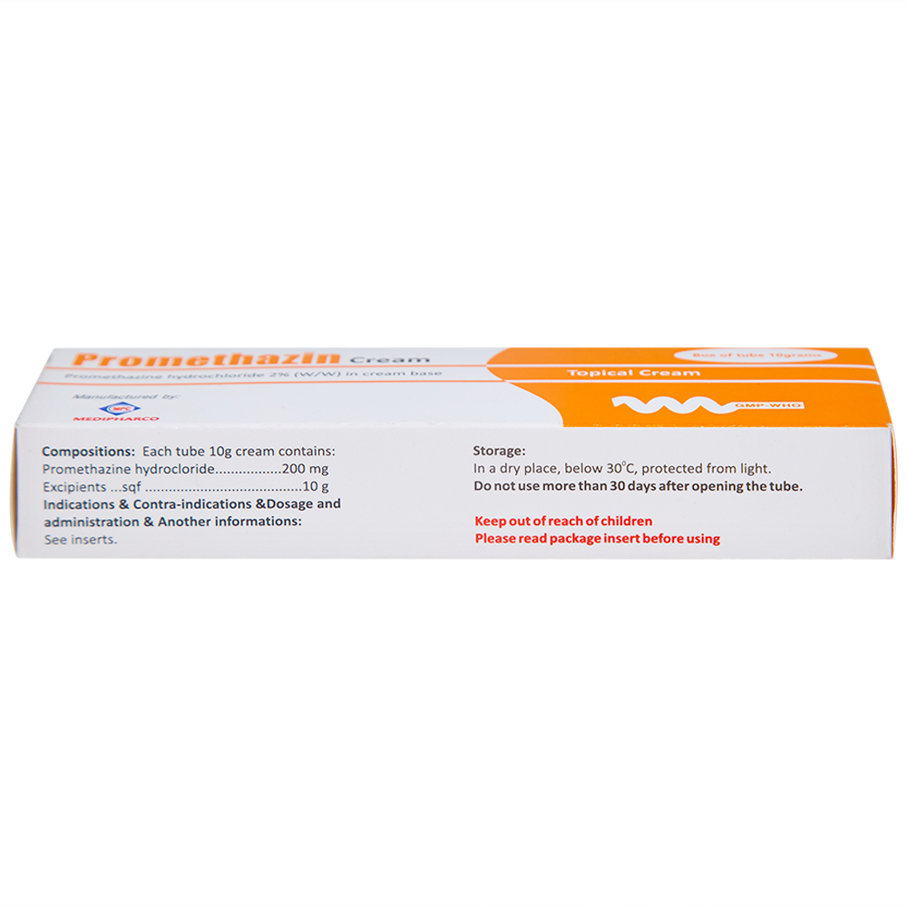 Hình ảnh Kem bôi da Promethazin 2% Medipharco điều trị ngứa sẩn, mày đay, côn trùng đốt (1 tuýp x 10g)