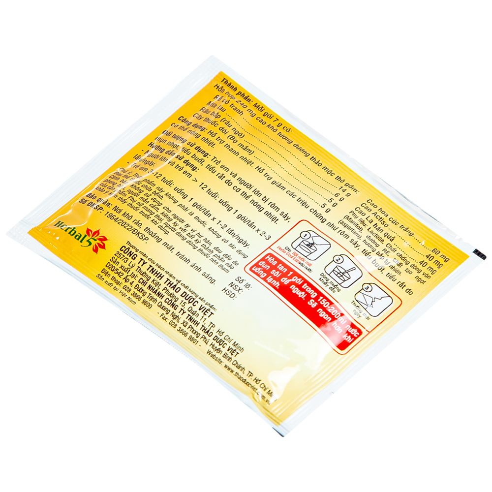 Hình ảnh Bột nước mát Herbal Cool Extra thanh nhiệt, mát gan, lợi tiểu (10 gói)