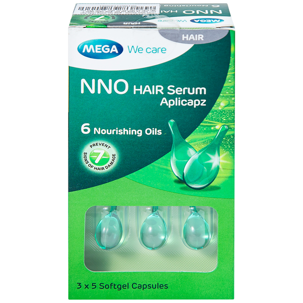 Hình ảnh Dầu dưỡng tóc NNO Hair Serum Aplicapz MEGA We care không gây nhờn dính (3 vỉ x 5 viên)