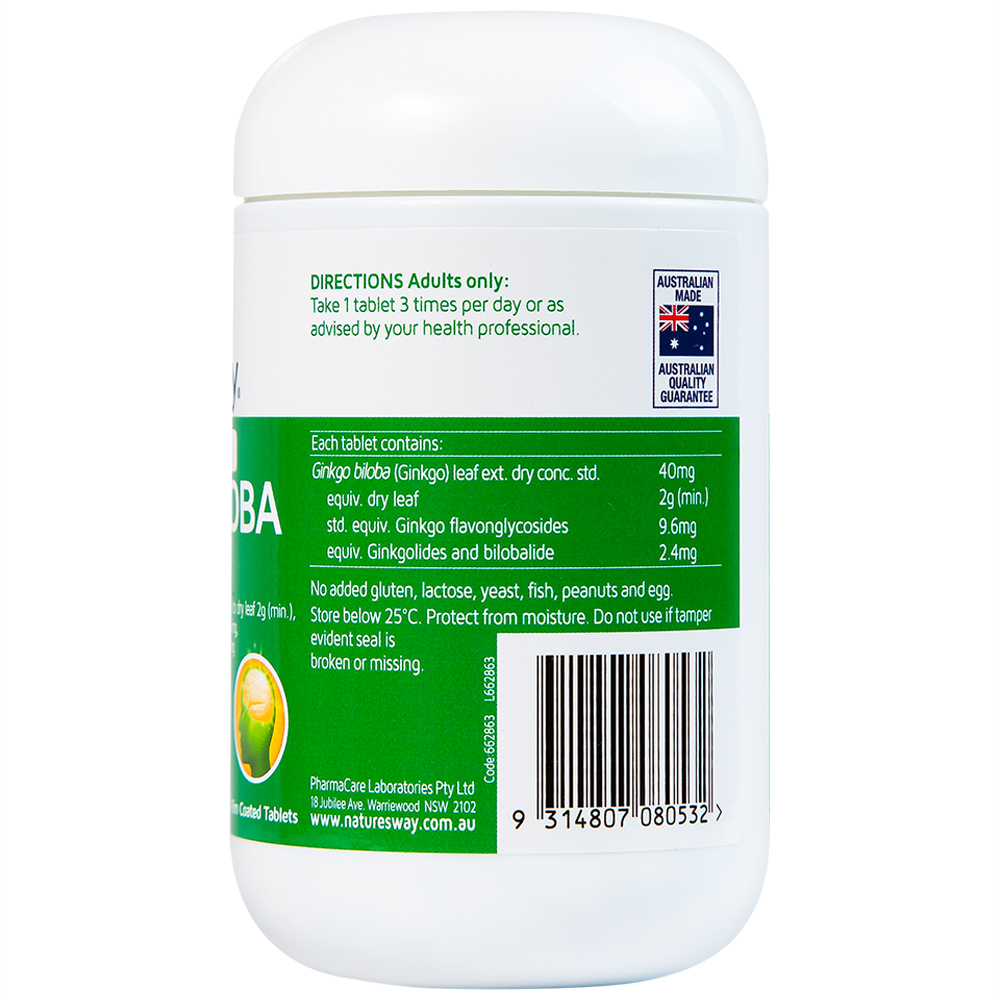 Hình ảnh Viên uống High Strength Ginkgo Biloba 2000mg hỗ trợ tăng cường tuần hoàn não (120 viên)