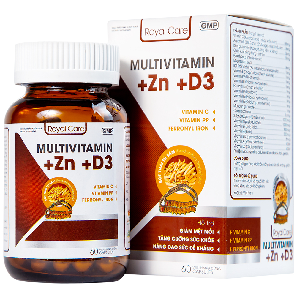 Hình ảnh Viên uống Multivitamin +Zn +D3 Royal Care hỗ trợ tăng cường sức khỏe, nâng cao sức đề kháng (60 viên)