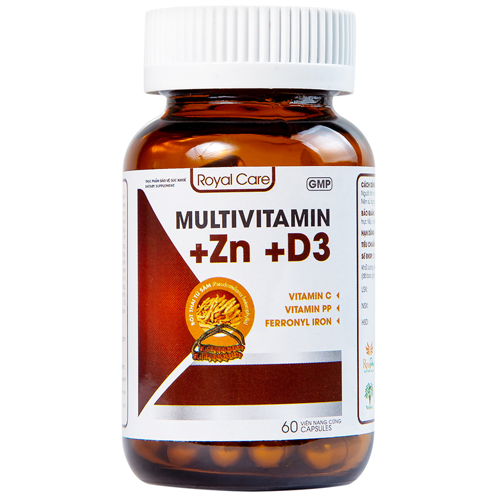 Hình ảnh Viên uống Multivitamin +Zn +D3 Royal Care hỗ trợ tăng cường sức khỏe, nâng cao sức đề kháng (60 viên)