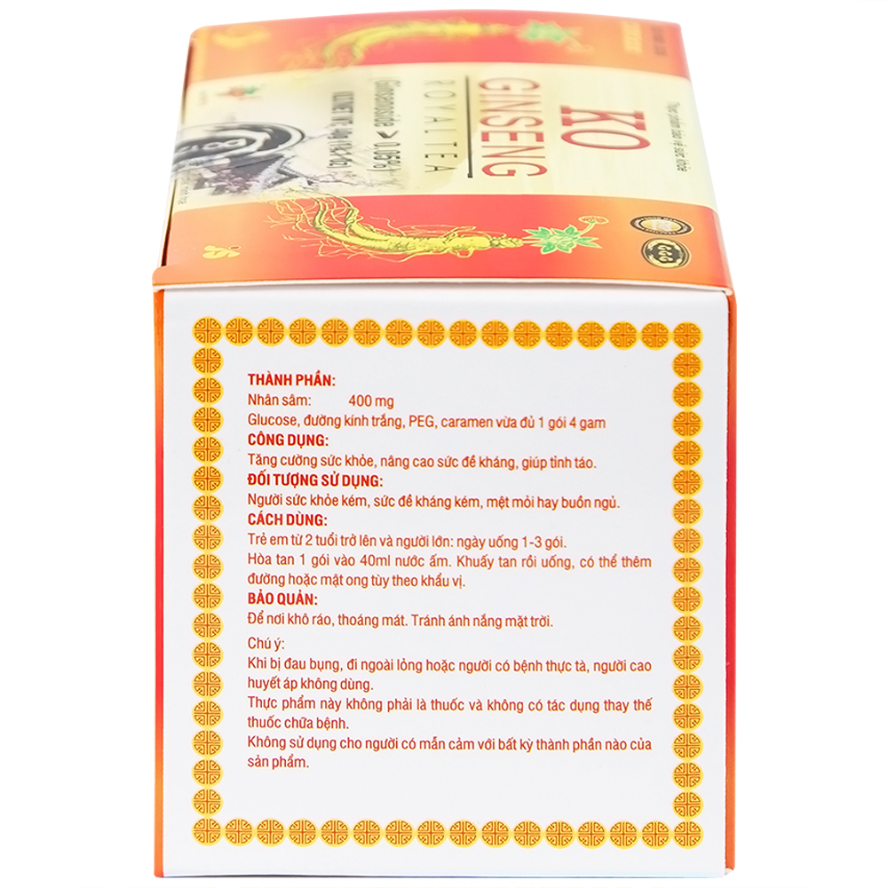 Hình ảnh Trà nhân sâm KO Ginseng Royal Tea tăng cường sức khỏe, nâng cao sức đề kháng (10 hộp lẻ x 10 gói x 400g)