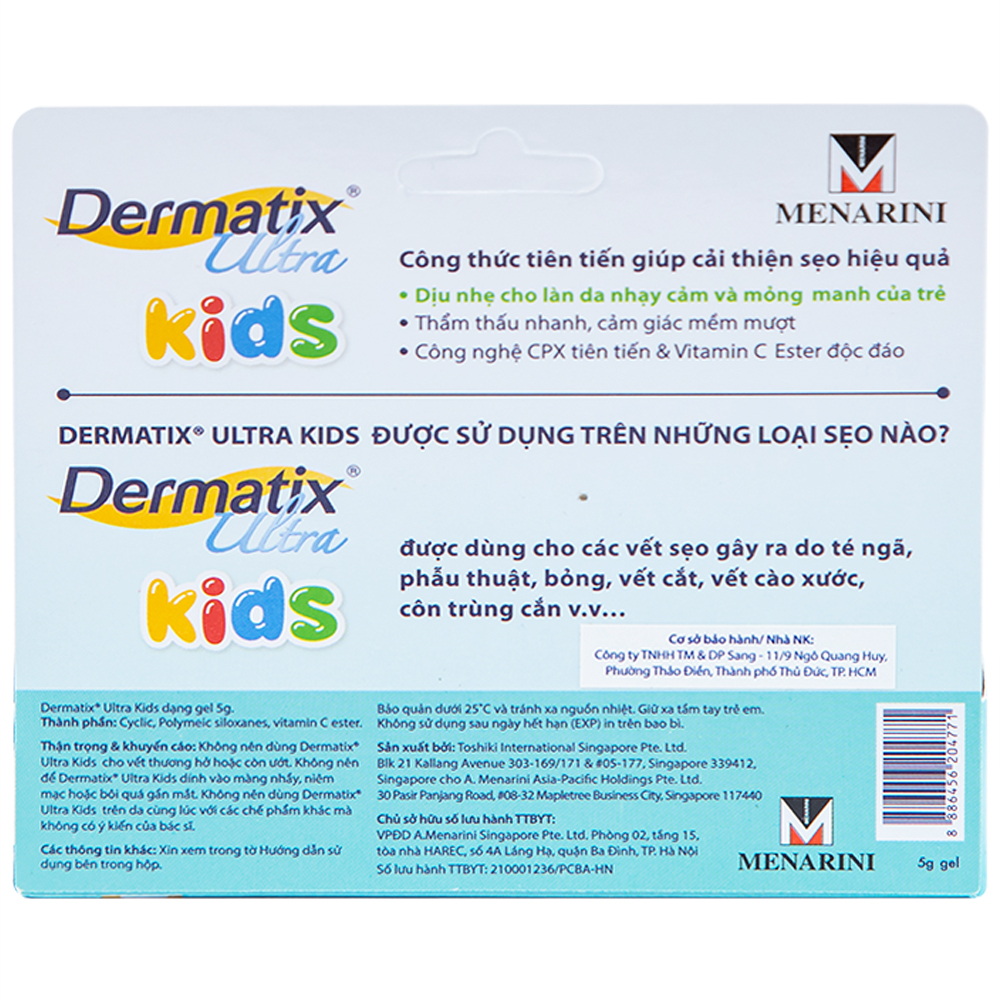Hình ảnh Gel trị sẹo Dermatix Ultra Scar Care For Kids Menarini phù hợp cho trẻ từ 3 tháng tuổi trở lên (5g)