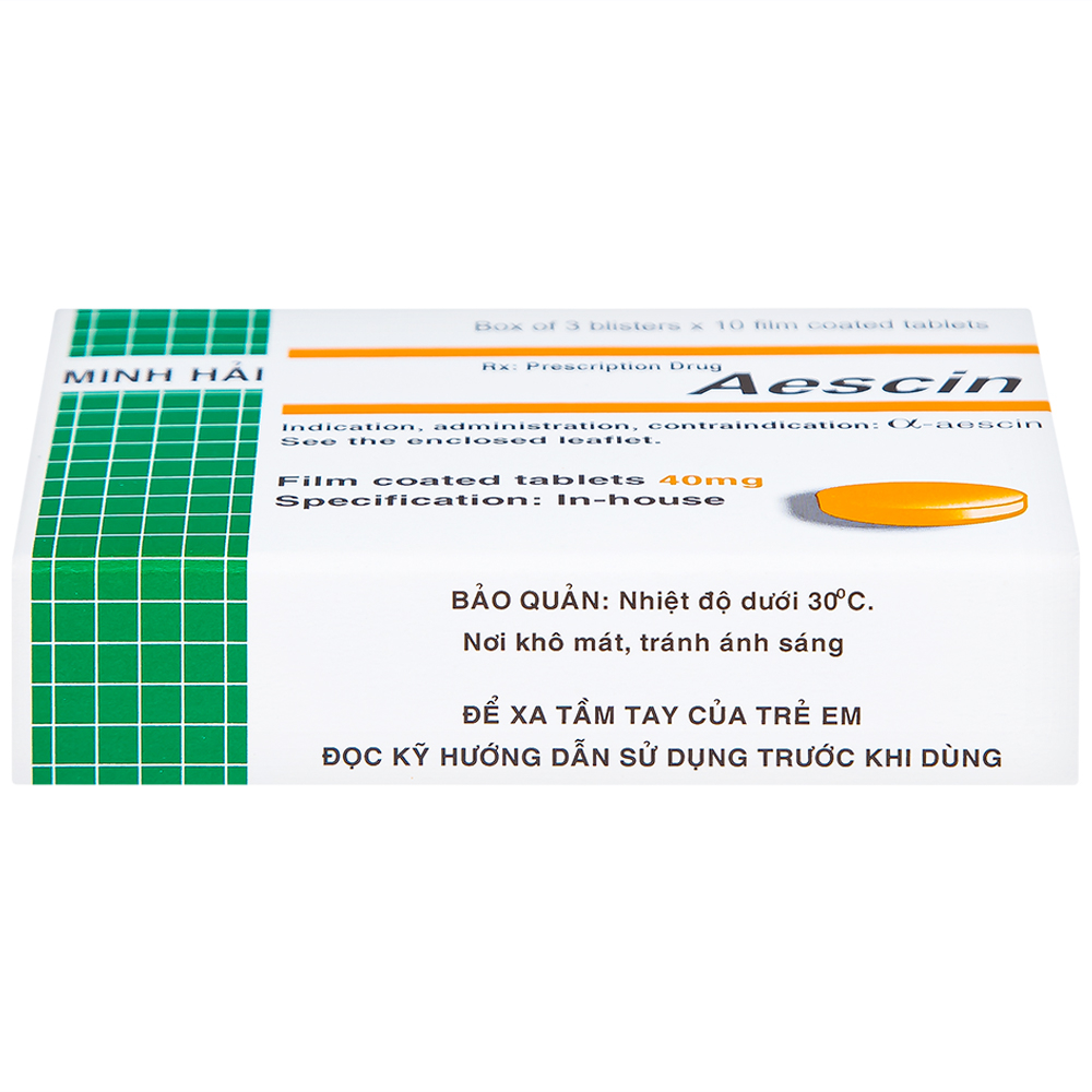 Hình ảnh Viên nén Aescin 40mg Minh Hải điều trị thiểu năng tĩnh mạch, tụ máu (3 vỉ x 10 viên)