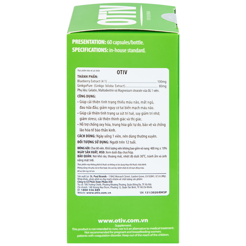 Hình ảnh Viên uống OTiV Ecogreen giúp tăng cường dưỡng chất cho não (60 viên)