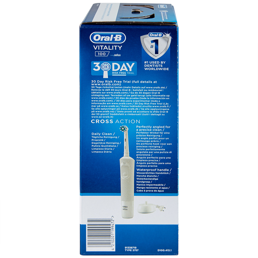 Hình ảnh Bàn chải đánh răng điện Oral-B Vitality CrossAction White D100.413.1 loại bỏ được mảng bám và vết ố trên răng
