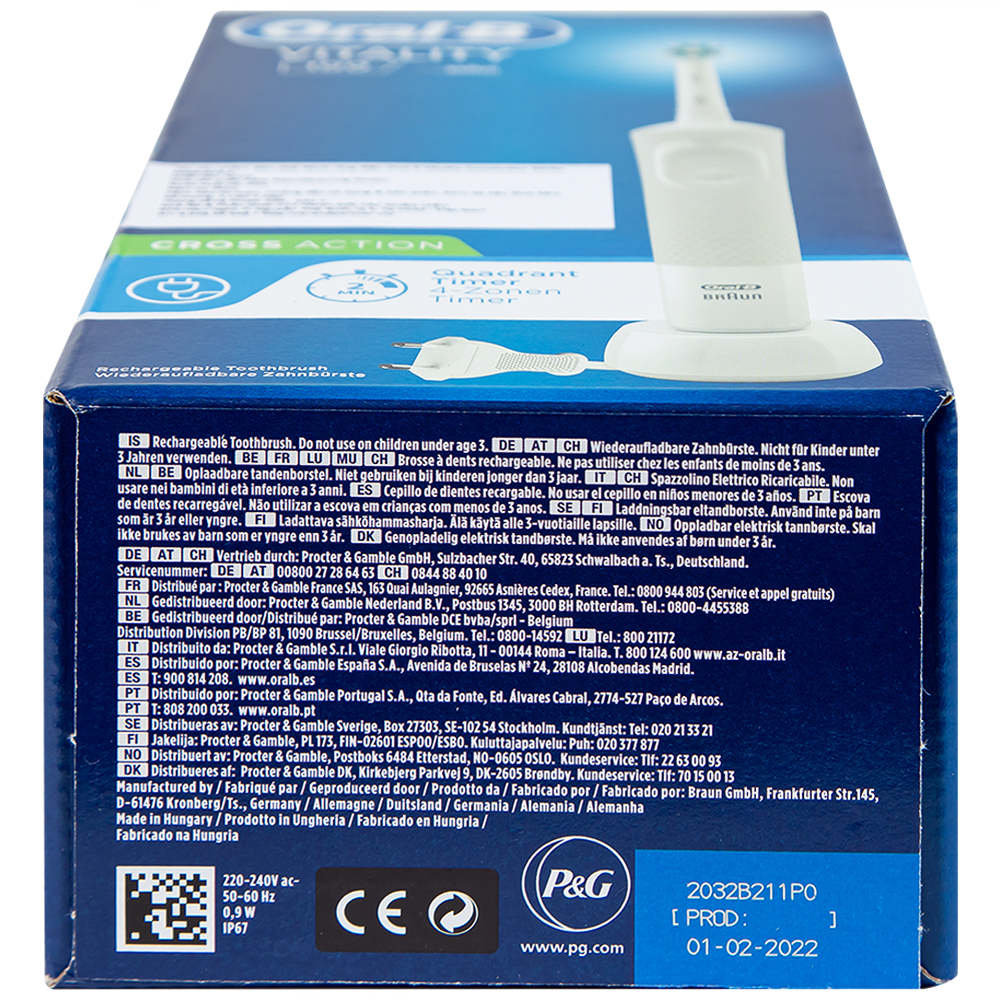 Hình ảnh Bàn chải đánh răng điện Oral-B Vitality CrossAction White D100.413.1 loại bỏ được mảng bám và vết ố trên răng