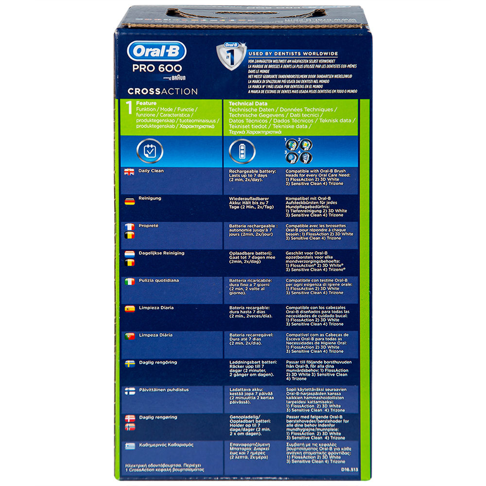 Hình ảnh Bàn chải đánh răng điện Oral-B Pro600 D16.513 loại bỏ các mảng bám, làm sạch răng và khoang miệng cho người lớn