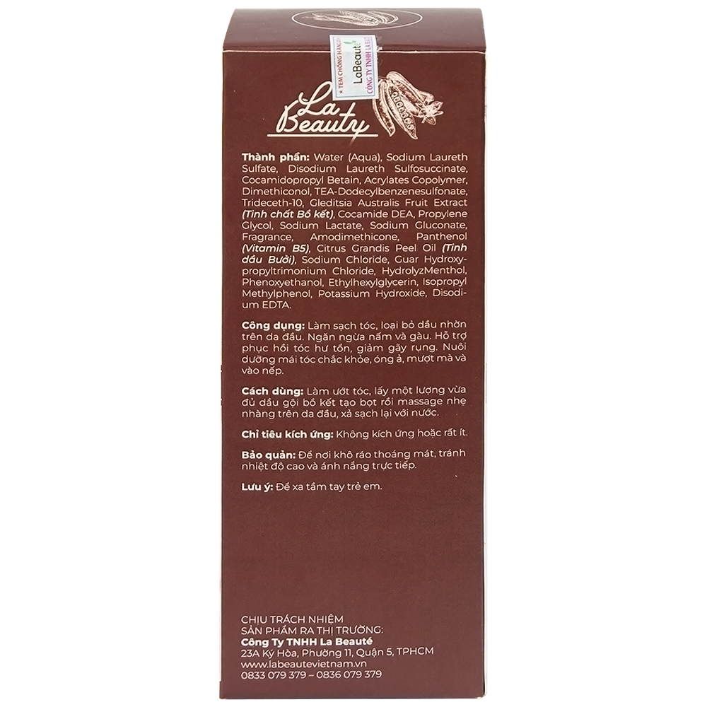 Hình ảnh Dầu gội bồ kết La Beauty loại bỏ dầu nhờn, ngăn nấm, gàu, phục hồi hư tổn, giảm gãy rụng (250ml)
