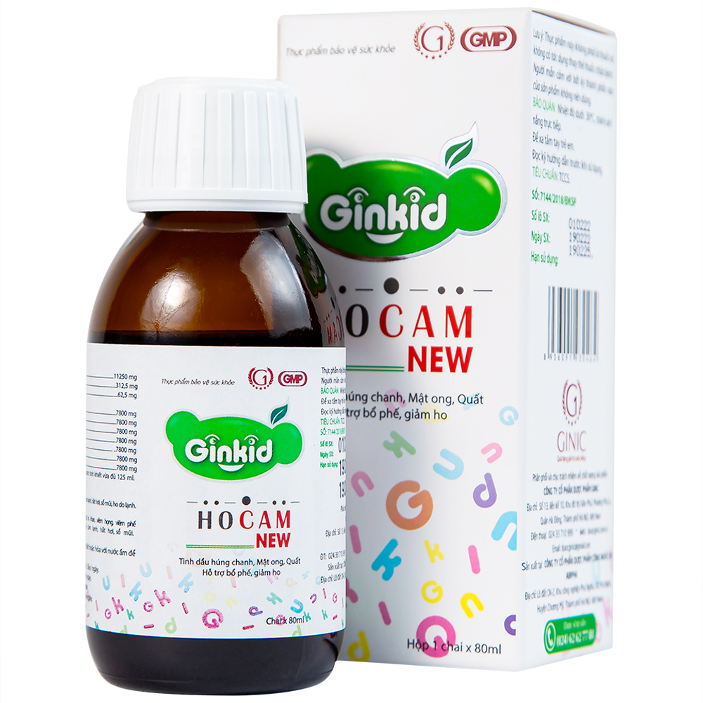 Siro Ginkid Ho Cam NEW 80ml hỗ trợ bổ phế, giảm ho, nhuận phế