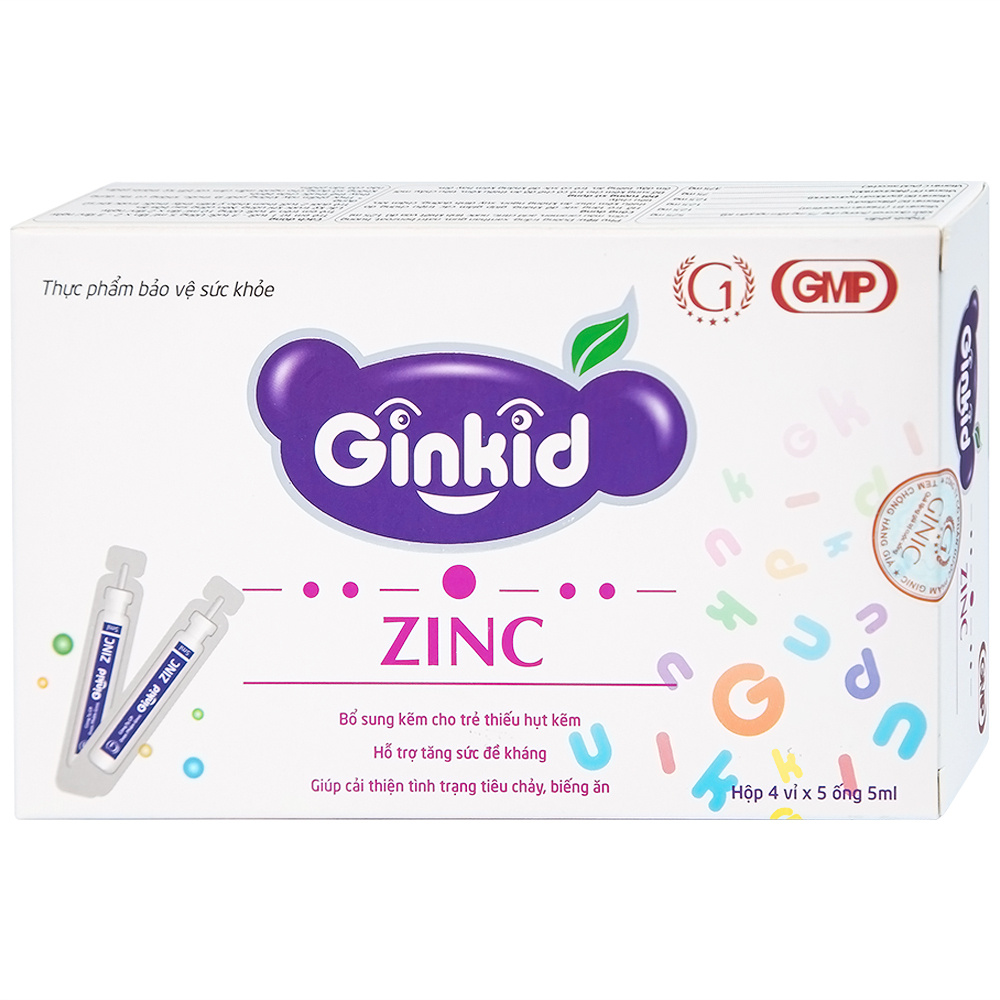 Hình ảnh Siro Ginkid ZinC bổ sung kẽm, hỗ trợ tăng sức đề kháng (4 vỉ x 5 ống x 5ml)