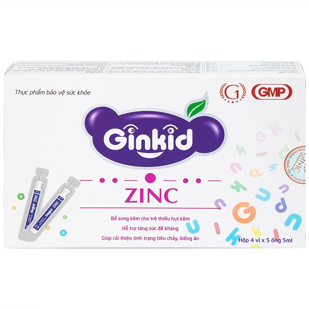 Hình ảnh Siro Ginkid ZinC bổ sung kẽm, hỗ trợ tăng sức đề kháng (4 vỉ x 5 ống x 5ml)
