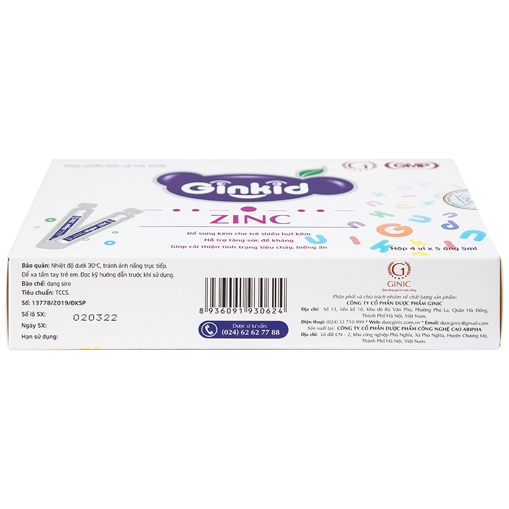 Hình ảnh Siro Ginkid ZinC bổ sung kẽm, hỗ trợ tăng sức đề kháng (4 vỉ x 5 ống x 5ml)