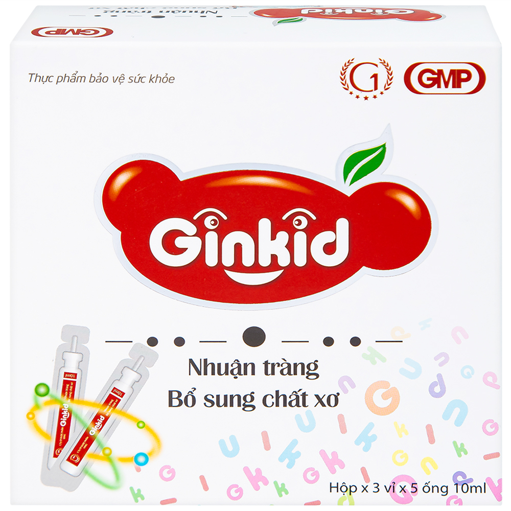 Hình ảnh Siro Ginkid GINIC nhuận tràng, bổ sung chất xơ (3 vỉ x 5 ống x 10ml)