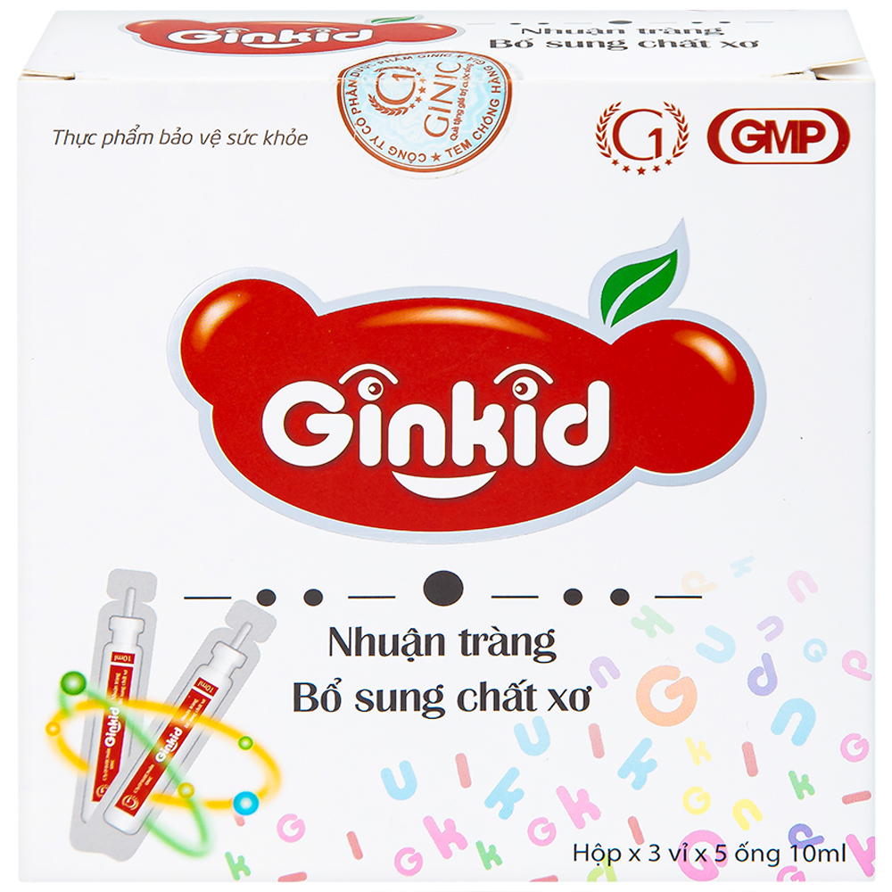 Hình ảnh Siro Ginkid GINIC nhuận tràng, bổ sung chất xơ (3 vỉ x 5 ống x 10ml)