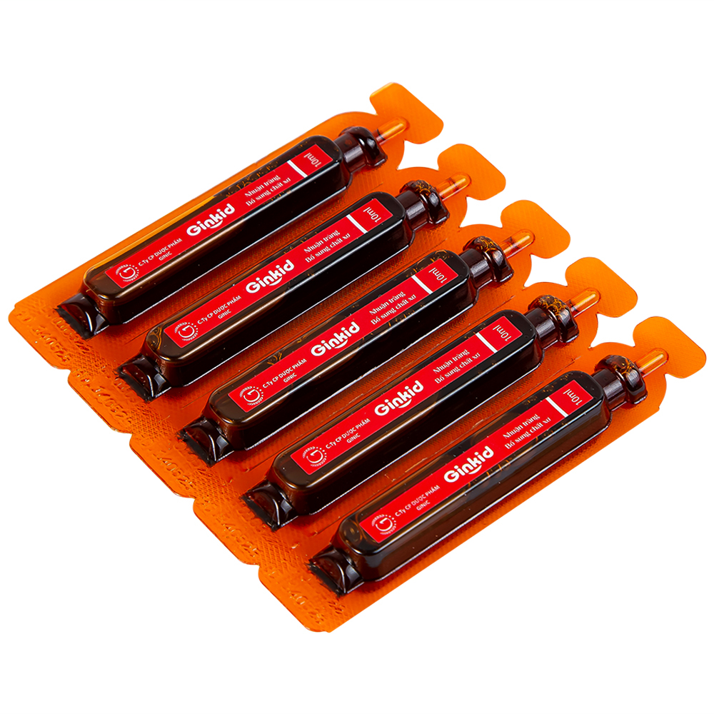 Hình ảnh Siro Ginkid GINIC nhuận tràng, bổ sung chất xơ (3 vỉ x 5 ống x 10ml)