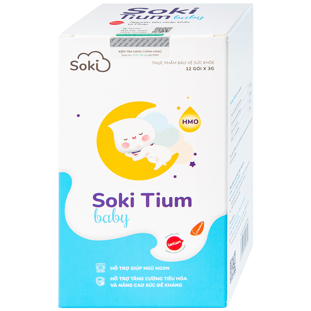 Bột hòa tan Soki Tium Baby hỗ trợ giúp ngủ ngon, tăng cường tiêu hóa (12 gói x 3g)