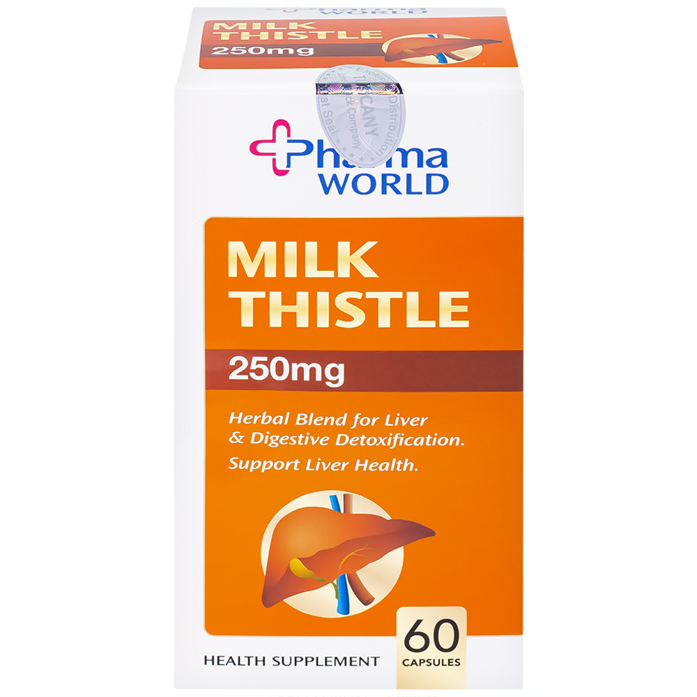 Hình ảnh Viên uống Milk Thistle Pharma World hỗ trợ chống oxy hóa, giải độc gan (60 viên)