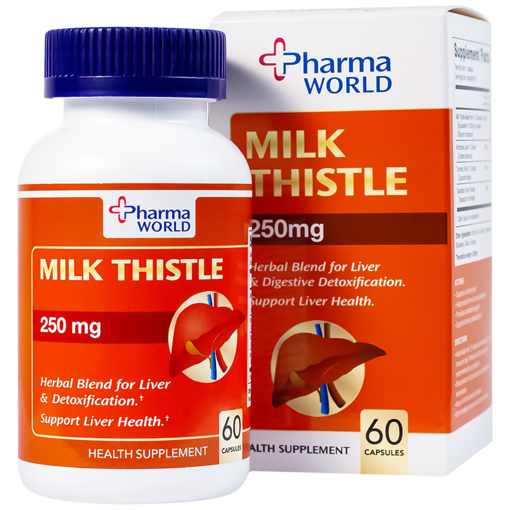 Hình ảnh Viên uống Milk Thistle Pharma World hỗ trợ chống oxy hóa, giải độc gan (60 viên)