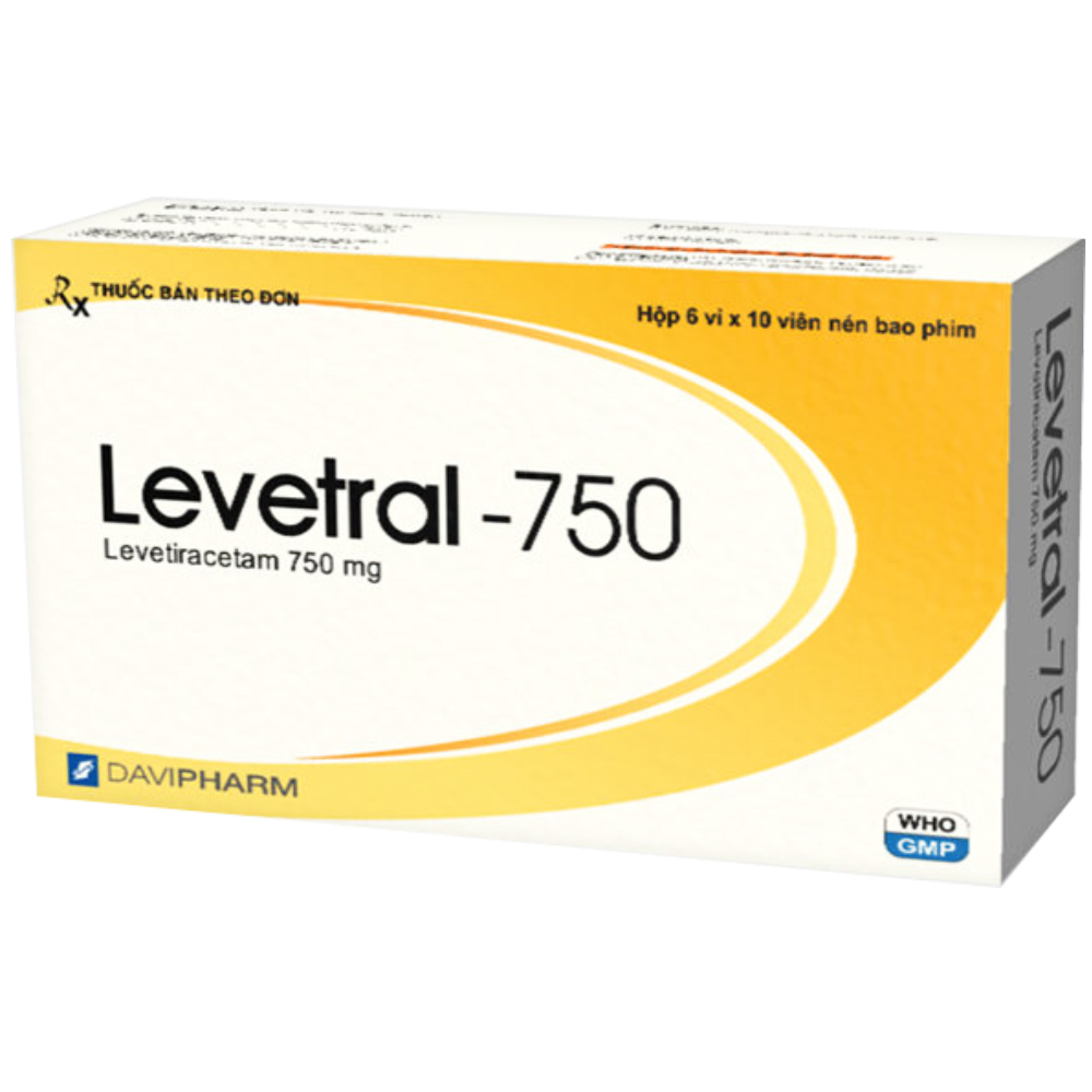 Hình ảnh Viên nén Levetral-750 DaViPharm điều trị các cơn động kinh (6 vỉ x 10 viên)