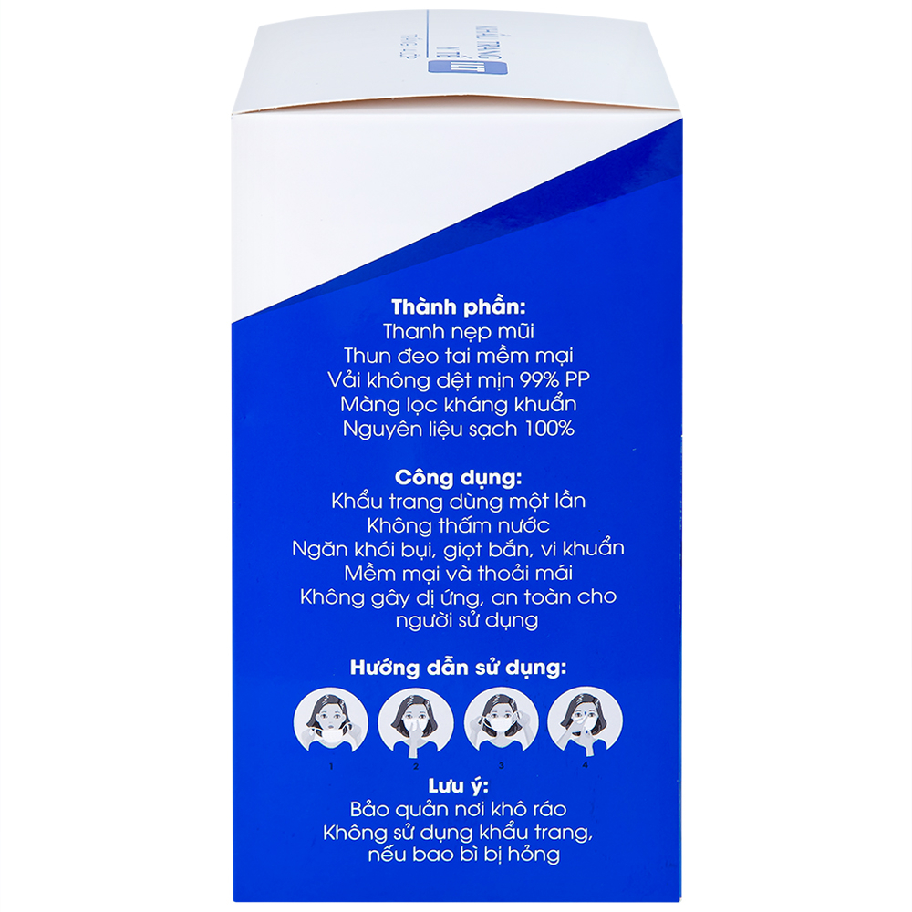 Hình ảnh Khẩu trang y tế ILT Liworldco màu trắng 4 lớp hỗ trợ ngăn khói, bụi, kháng khuẩn (50 cái)