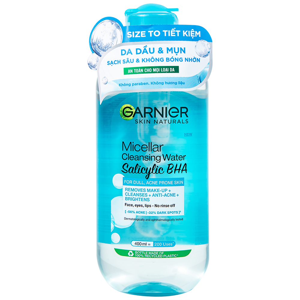 Hình ảnh Nước tẩy trang Garnier Skin Naturals Micellar Cleansing Water Salicylic BHA dành cho da dầu và mụn (400ml)