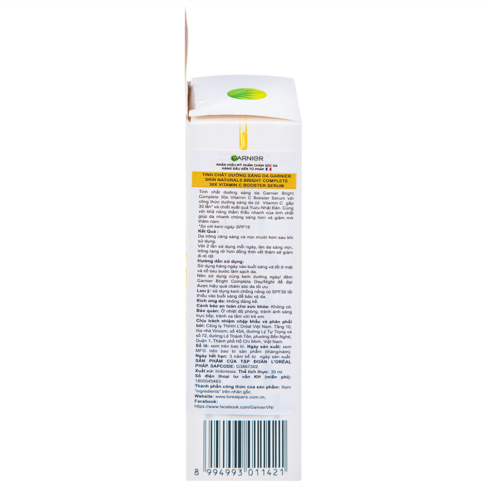 Hình ảnh Tinh chất dưỡng sáng da Garnier Skin Naturals Bright Complete 30x Vitamin C Booster Serum (30ml)