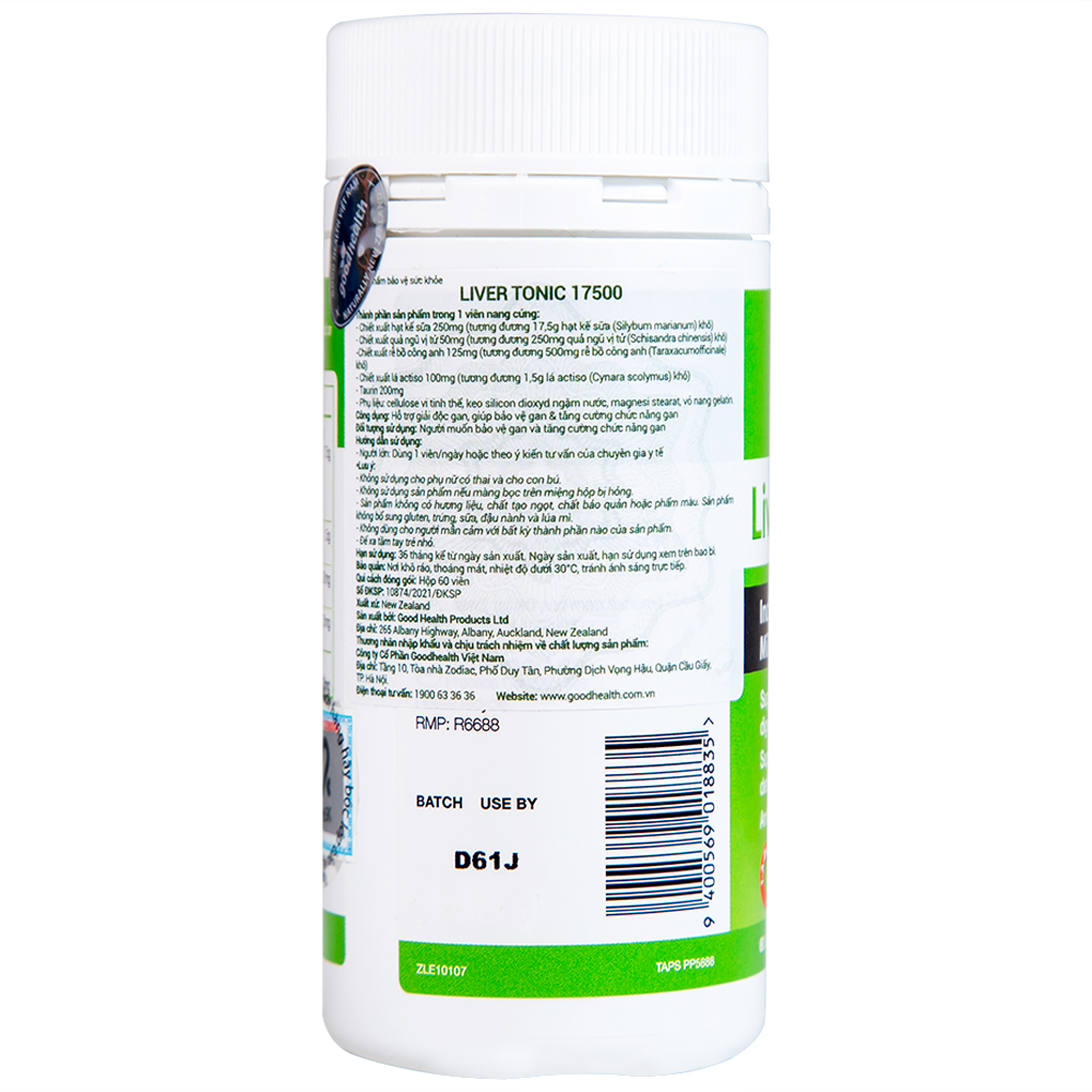 Hình ảnh Viên uống Liver Tonic 17500 GoodHealth hỗ trợ giải độc gan (60 viên)