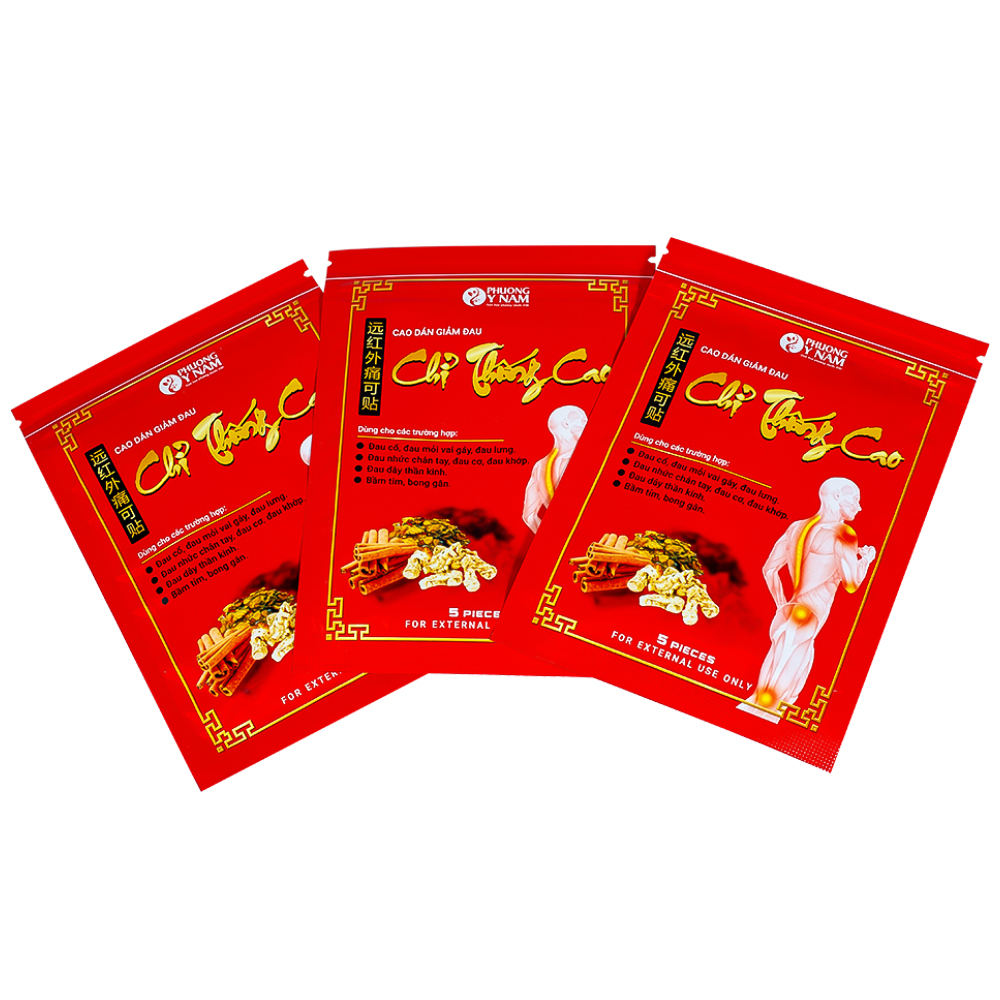 Hình ảnh Cao dán giảm đau Chỉ Thống Cao dùng trong đau cổ, đau mỏi vai gáy, đau lưng (20 gói x 5 miếng)