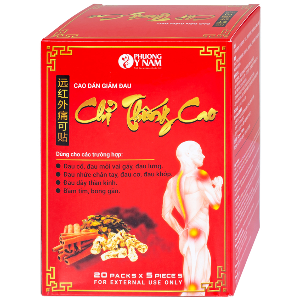 Cao dán giảm đau Chỉ Thống Cao dùng trong đau cổ, đau mỏi vai gáy, đau lưng (20 gói x 5 miếng)