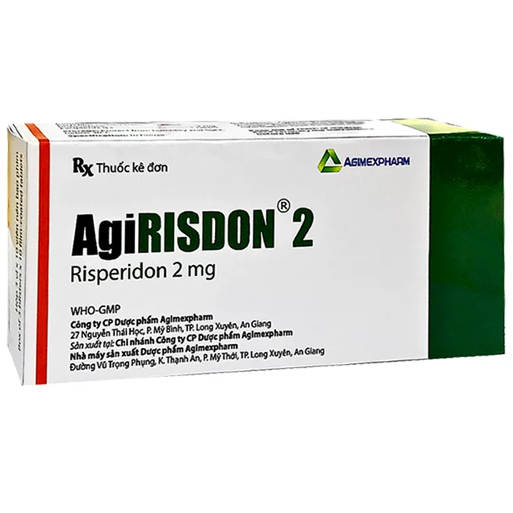Hình ảnh Thuốc AgiRISDON 2 Agimexpharm điều trị các bệnh loạn thần (10 vỉ x 10 viên)