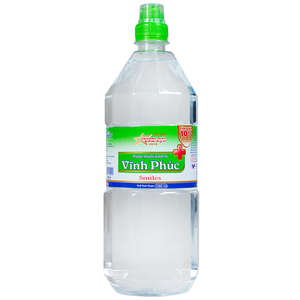 Nước muối Natri Clorid 0.9 Vĩnh Phúc Smiles làm sạch răng, khử mùi hôi khoang miệng (1100ml)