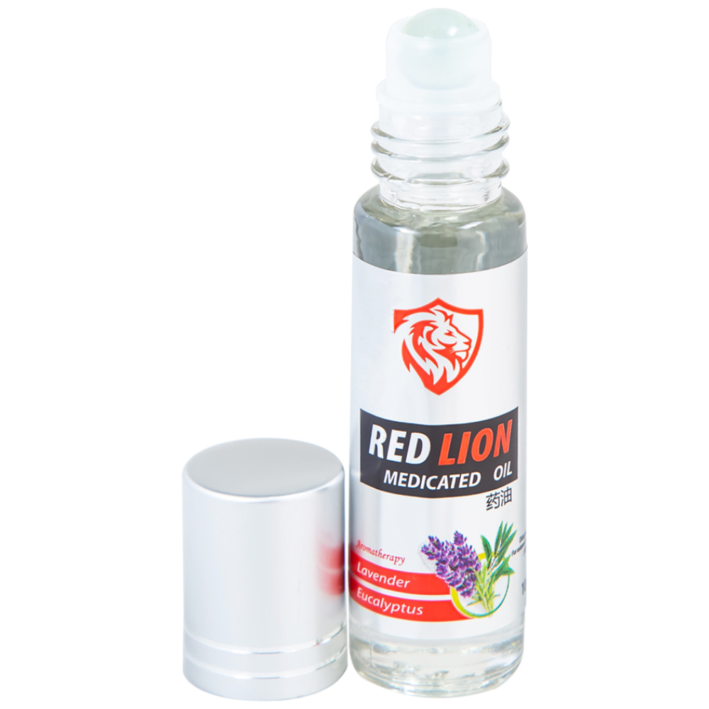 Hình ảnh Dầu gió lăn Red Lion Medicated Oil White Agimexpharm ấm da vùng xoa, sử dụng massage hỗ trợ thư giãn (10ml)